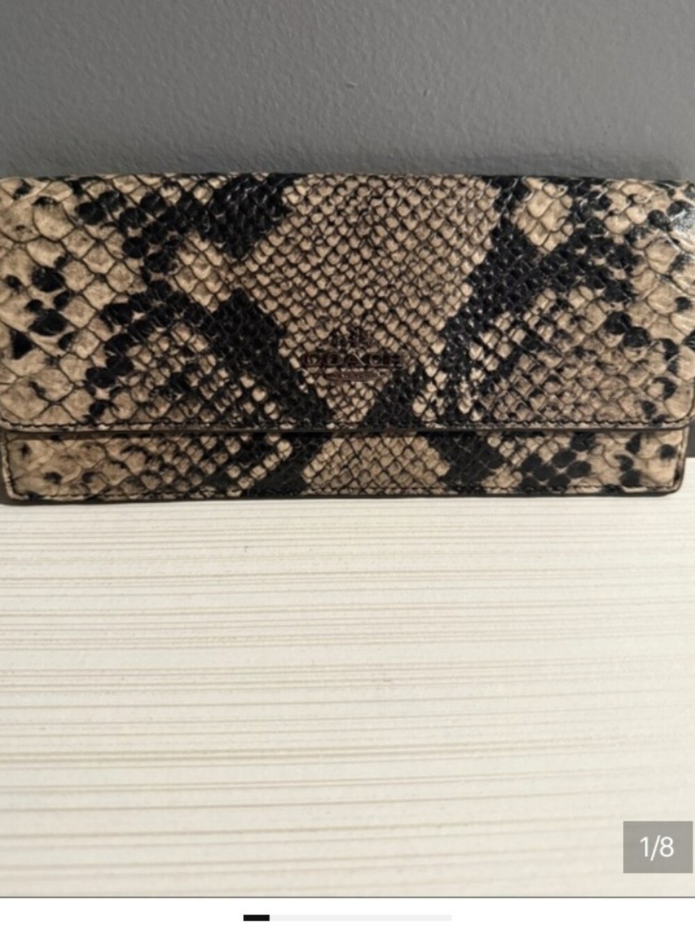 Coach Slim Soft Envelope Wallet featuring python-embossed leather
